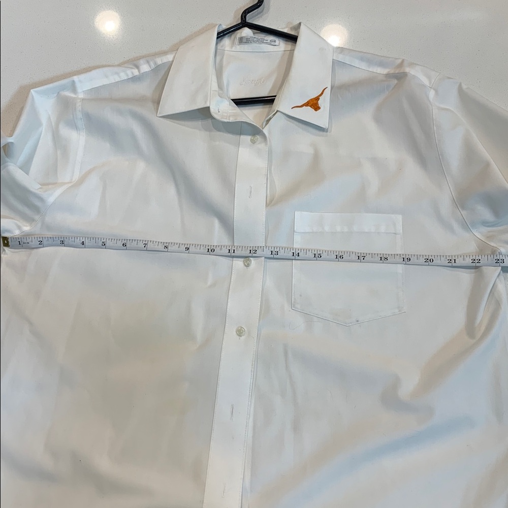 Foxcroft White Shirt with Orange Texas Longhorn Embroidery on collar - Picture 5 of 6